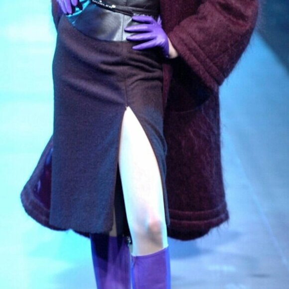 THIERRY MUGLER BNWT SUPER SLIT BLACK SKIRT  44 8 A/W 2000 RUNWAY COLLECTION - Picture 9 of 9